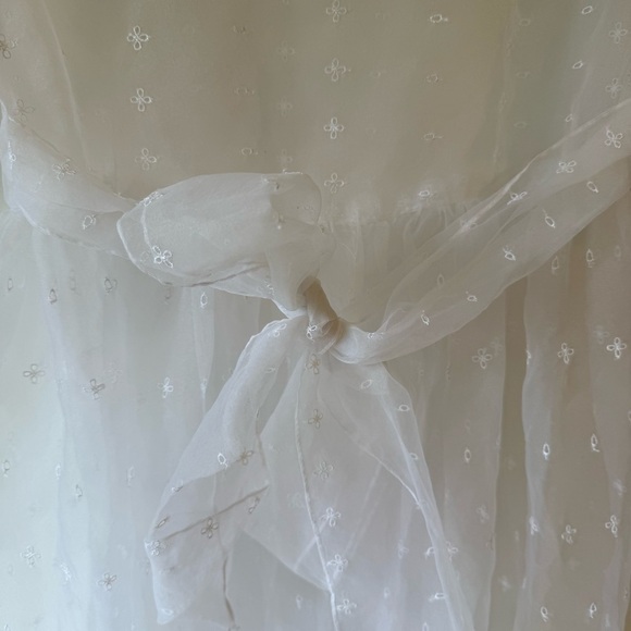 Girl WHITE Nylon Party Circle Dress Sheer unlined baby doll SZ 12 Halloween - Picture 4 of 9